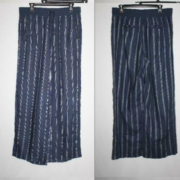 Athleta Cabo Tide Linen Wide Leg Pants Navy HW9547 - Picture 6 of 7